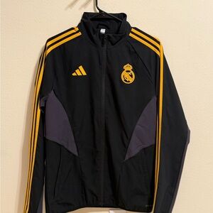 Black and Gold Adidas Real Madrid Track Jacket - Adult S fits like M